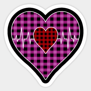 Women’s Striped Plaid Printed Heart Valentine's Day Sticker